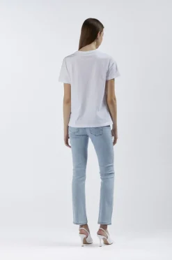 t-shirt con logo cafènoir in perline colorate bianco