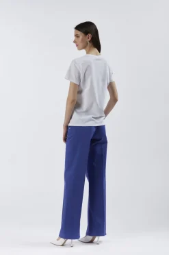 t-shirt con occhiali sole e pailettes bianco