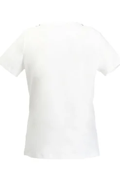 t-shirt con passamaneria allo scollo bianco
