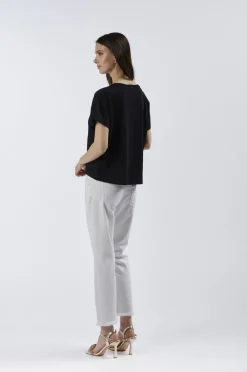 t-shirt cropped a maniche corte "be a flower" nero