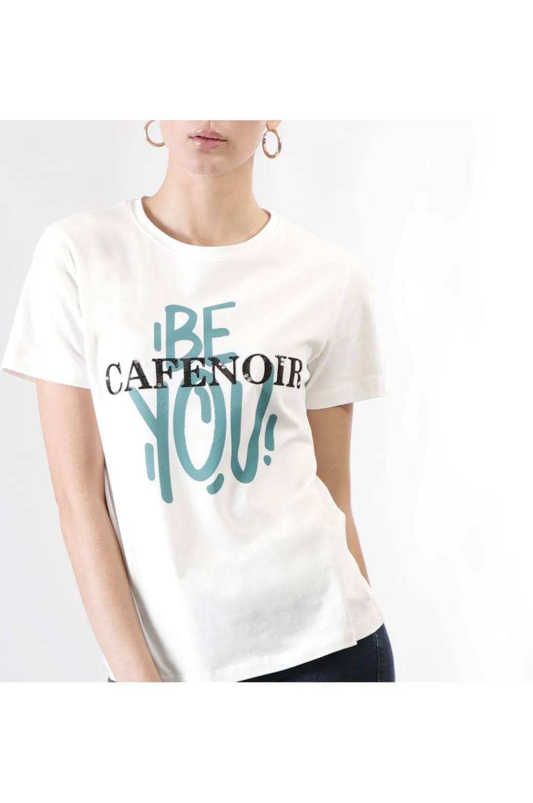 t-shirt manica corta con logo be you bianco
