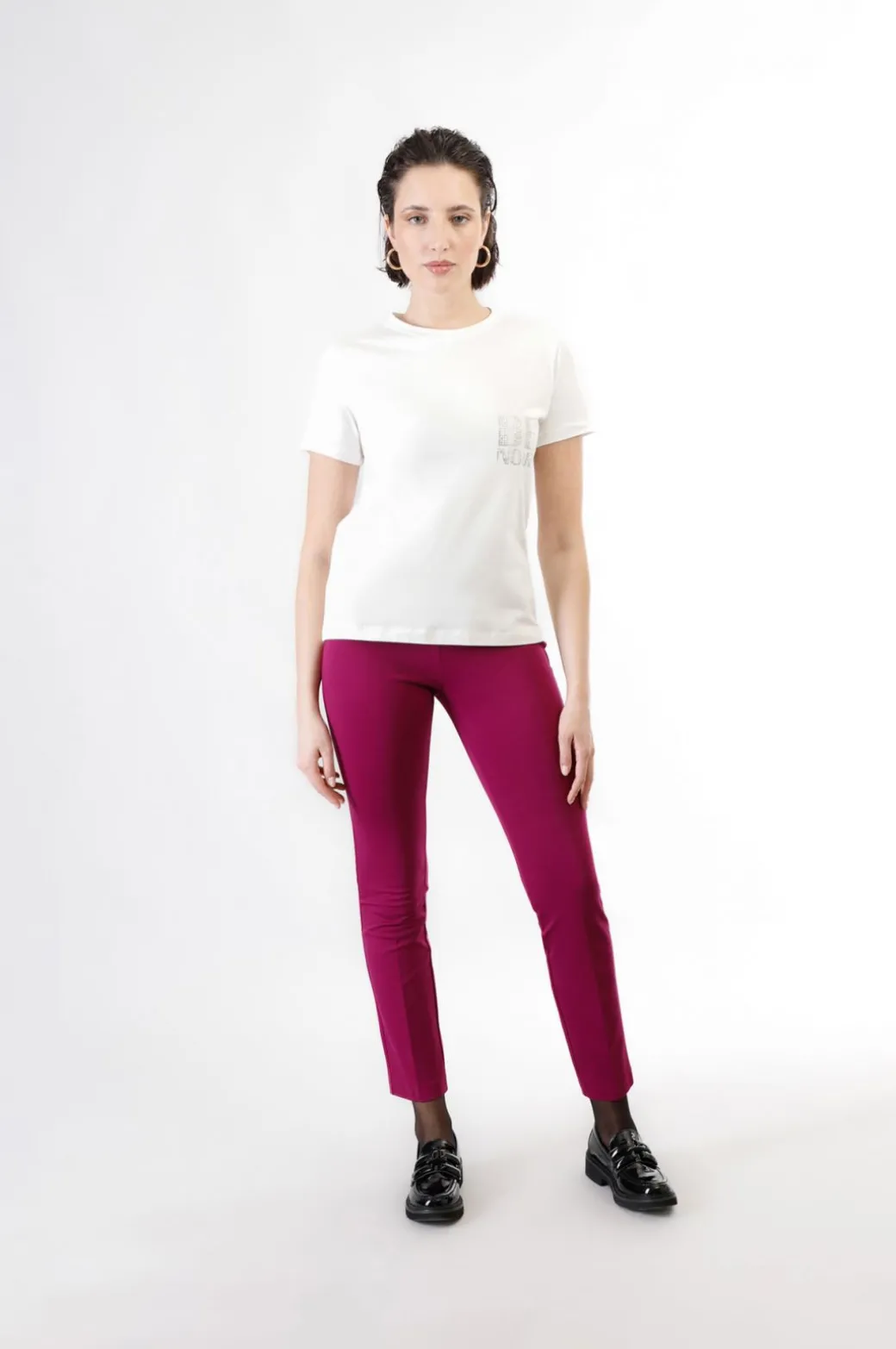 t-shirt manica corta con logo be noir bianco