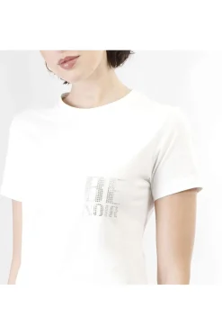 t-shirt manica corta con logo be noir bianco