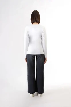 t-shirt manica lunga con logo di stras bianco