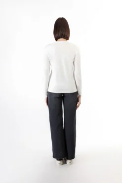 t-shirt manica lunga con logo be noir bianco