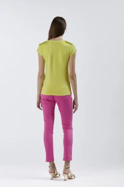 t-shirt scollo a "v" con placchette alle spalle limone