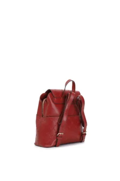 zaino con pattina e tasche con stampa logo embossed all over vino