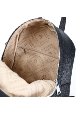 zaino glitterato con logo ricamato nero