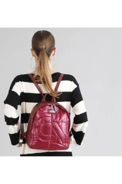 zaino in nylon con trapuntatura bordeaux
