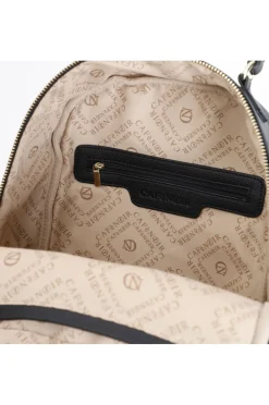 zaino trapuntato con logo in metallo nero