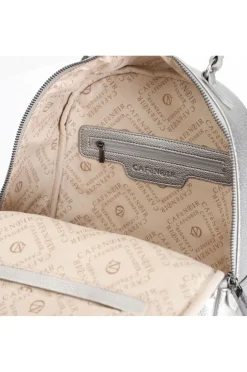 zaino trapuntato con logo in metallo canna di fucile