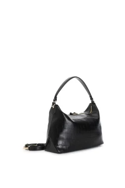 zaino  trapuntato con motivo a rombi e pattina trapuntata con motivo a righe nero